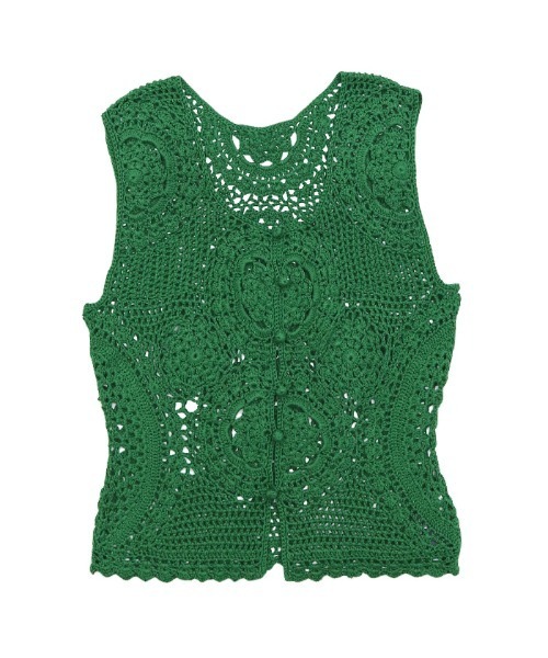 select MOCA（セレクトモカ）の「2WAYかぎ針編みニットベスト（ベスト・レディース・ブラック/グリーン/アイボリー・FREE）」の9枚目の写真