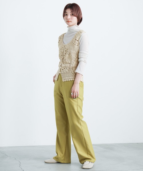 select MOCA（セレクトモカ）の「2WAYかぎ針編みニットベスト（ベスト・レディース・ブラック/グリーン/アイボリー・FREE）」の6枚目の写真