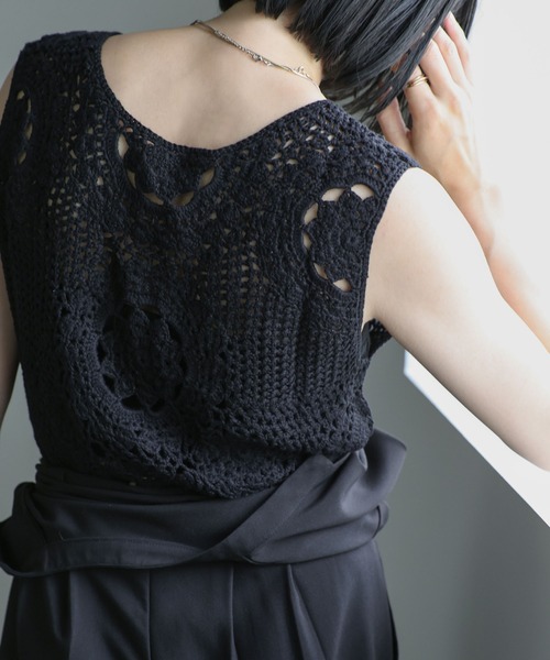 select MOCA（セレクトモカ）の「2WAYかぎ針編みニットベスト（ベスト・レディース・ブラック/グリーン/アイボリー・FREE）」の19枚目の写真