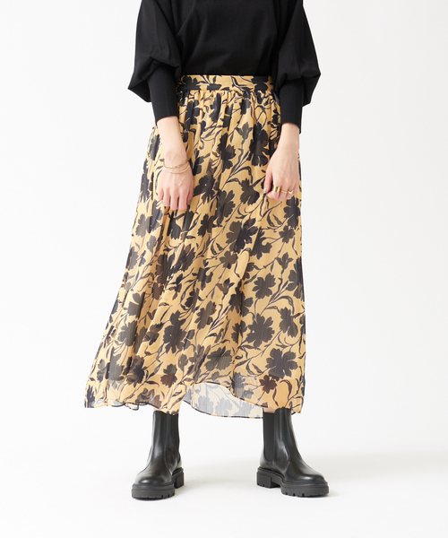 Rouge vif（ルージュヴィフ）の「シアープリントスカート（スカート・レディース・イエロー・フリー）」の7枚目の写真