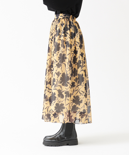 Rouge vif（ルージュヴィフ）の「シアープリントスカート（スカート・レディース・イエロー・フリー）」の8枚目の写真