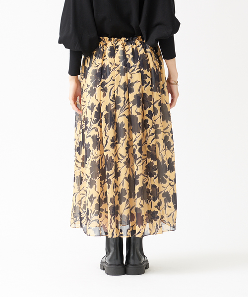 Rouge vif（ルージュヴィフ）の「シアープリントスカート（スカート・レディース・イエロー・フリー）」の9枚目の写真