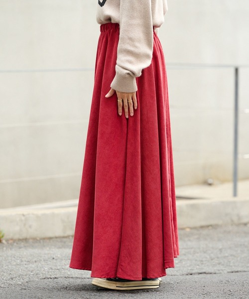 BONbazaar（ボンバザール）の「コーデュロイフレアスカート（スカート・レディース・パープル/アイボリー/グレー/レッド・FREE）」の6枚目の写真