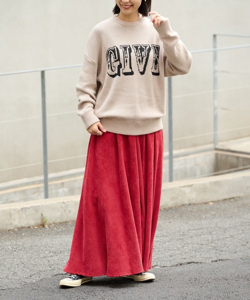 BONbazaar（ボンバザール）の「コーデュロイフレアスカート（スカート・レディース・パープル/アイボリー/グレー/レッド・FREE）」の13枚目の写真