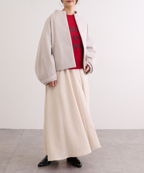 BONbazaar（ボンバザール）の「コーデュロイフレアスカート（スカート・レディース・パープル/アイボリー/グレー/レッド・FREE）」の16枚目の写真