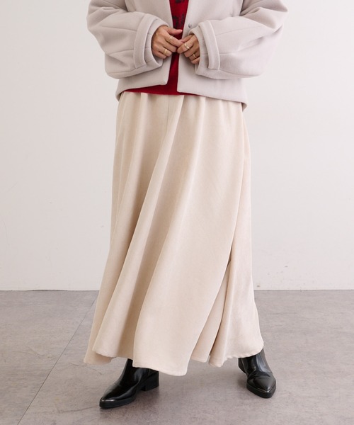 BONbazaar（ボンバザール）の「コーデュロイフレアスカート（スカート・レディース・パープル/アイボリー/グレー/レッド・FREE）」の18枚目の写真