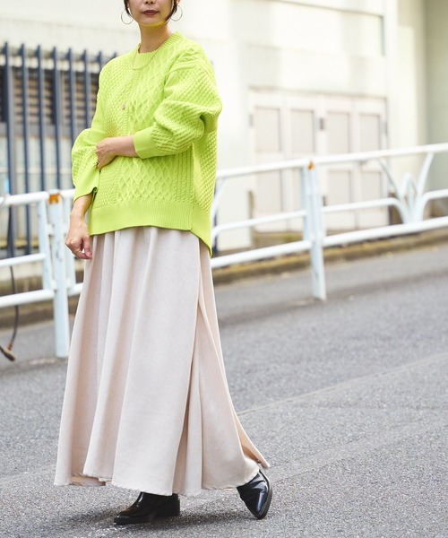 BONbazaar（ボンバザール）の「コーデュロイフレアスカート（スカート・レディース・パープル/アイボリー/グレー/レッド・FREE）」の20枚目の写真