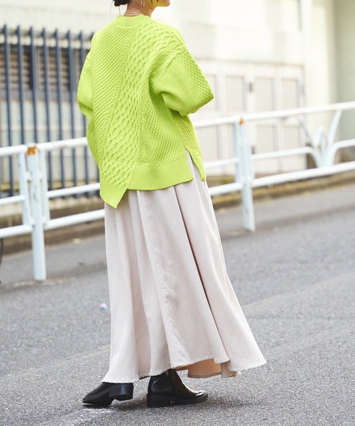 BONbazaar（ボンバザール）の「コーデュロイフレアスカート（スカート・レディース・パープル/アイボリー/グレー/レッド・FREE）」の21枚目の写真