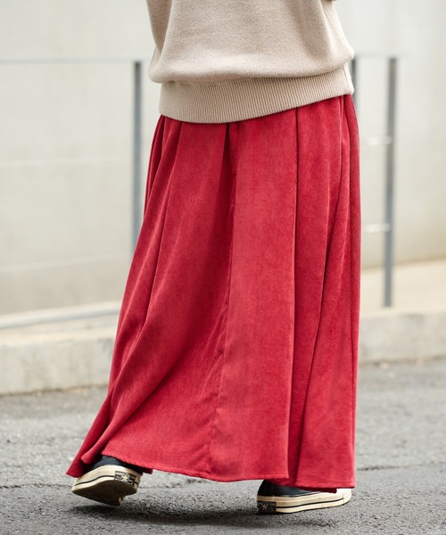 BONbazaar（ボンバザール）の「コーデュロイフレアスカート（スカート・レディース・パープル/アイボリー/グレー/レッド・FREE）」の12枚目の写真