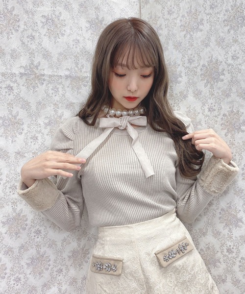 Swankiss(スワンキス)の「JF dress up knit TOPS(ニット/セーター・レディース・ベージュ/ブラック/ホワイト・FREE)」の16枚目の写真