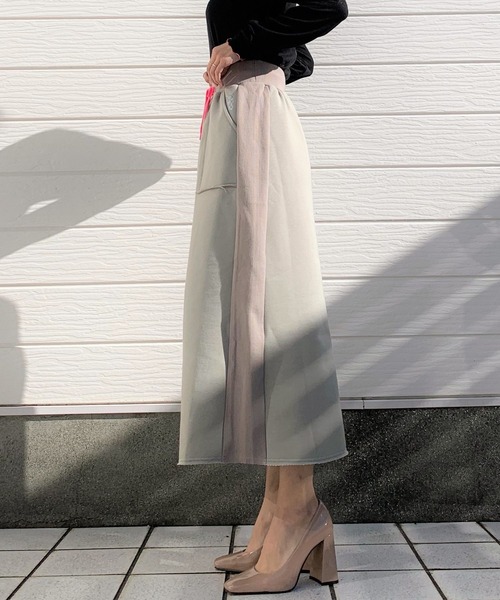 Q（キュー）の「リブ裏毛スカート（スカート・レディース・オリーブ/アイボリー・MEDIUM）」の6枚目の写真