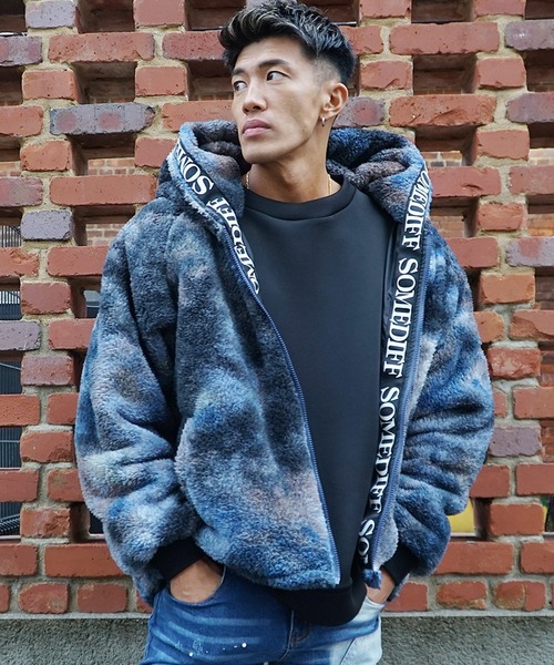 ムラ染めフードボアブルゾン