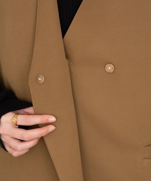 NEUNA（ヌナ）の「【セットアップ対応】ノーカラージレセットアップジャケット（ベスト・レディース・ブラック/チャコールグレー/マスタード・FREE）」の4枚目の写真