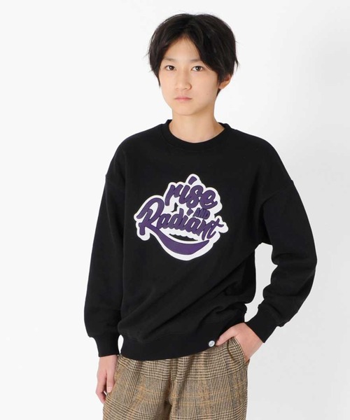 GLAZOS(グラソス)の「裏起毛・ドロップショルダーグラフィカルロゴトレーナー(スウェット・キッズ・ホワイト/ブラック/エンジ/グレー/イエロー/グリーン・130cm/140cm/150cm/160cm/170cm)」の2枚目の写真