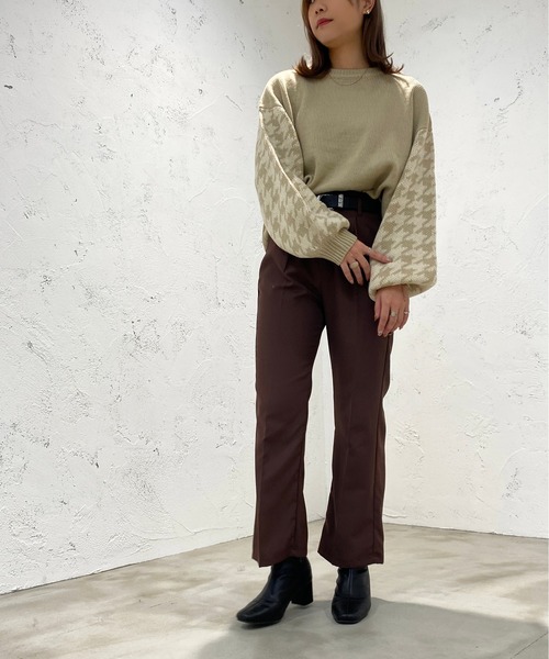 apres jour mignon（アプレジュールミニョン）の「袖チドリ柄ニット【ZOZOTOWN限定アイテム】（ニット/セーター・レディース・ライトベージュ/ダークブルー/ブラック・X-LARGE/フリー）」の15枚目の写真