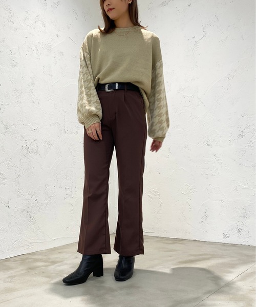 apres jour mignon（アプレジュールミニョン）の「袖チドリ柄ニット【ZOZOTOWN限定アイテム】（ニット/セーター・レディース・ライトベージュ/ダークブルー/ブラック・X-LARGE/フリー）」の16枚目の写真