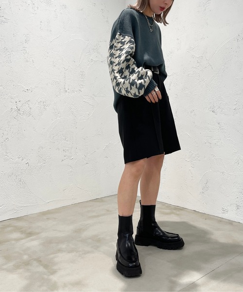 apres jour mignon（アプレジュールミニョン）の「袖チドリ柄ニット【ZOZOTOWN限定アイテム】（ニット/セーター・レディース・ライトベージュ/ダークブルー/ブラック・X-LARGE/フリー）」の21枚目の写真