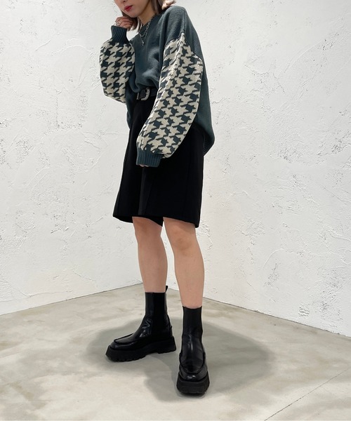 apres jour mignon（アプレジュールミニョン）の「袖チドリ柄ニット【ZOZOTOWN限定アイテム】（ニット/セーター・レディース・ライトベージュ/ダークブルー/ブラック・X-LARGE/フリー）」の22枚目の写真