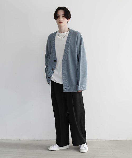 LILL（リル）の「袖ロールアップルーズシルエットカーディガン（カーディガン/ボレロ・メンズ・ネイビー/グリーン/アイボリー/ブルーグレー/チャコール・S/M/L/XL）」の15枚目の写真