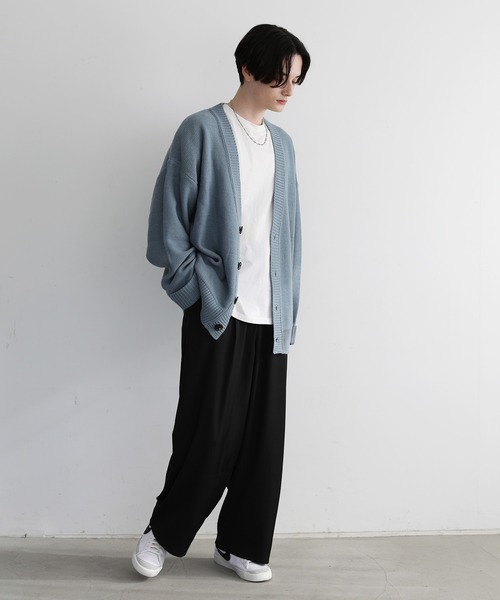 LILL（リル）の「袖ロールアップルーズシルエットカーディガン（カーディガン/ボレロ・メンズ・ネイビー/グリーン/アイボリー/ブルーグレー/チャコール・S/M/L/XL）」の16枚目の写真