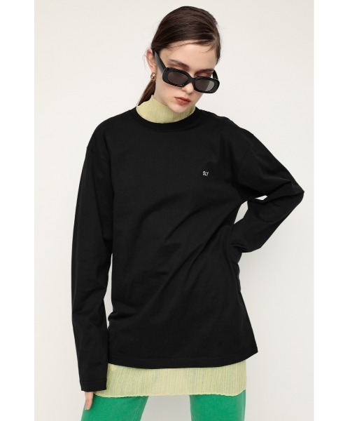 SLY（スライ）の「SMALL LOGO LONG S/L T/SH シアー ロゴ ロングスリーブ Tシャツ（Tシャツ/カットソー・レディース・ホワイト/ブラック・FREE）」の11枚目の写真