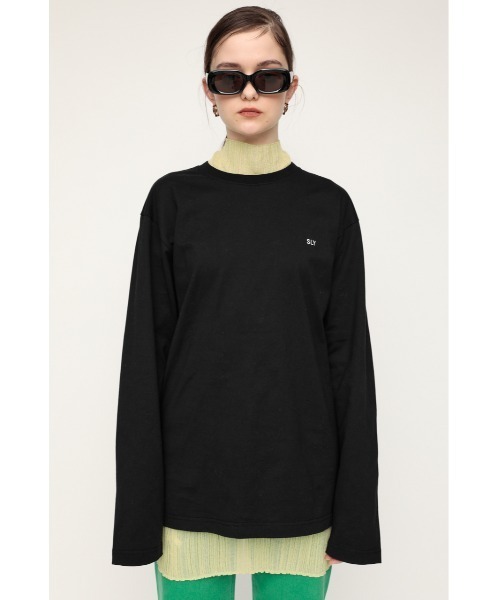 SLY（スライ）の「SMALL LOGO LONG S/L T/SH シアー ロゴ ロングスリーブ Tシャツ（Tシャツ/カットソー・レディース・ホワイト/ブラック・FREE）」の13枚目の写真