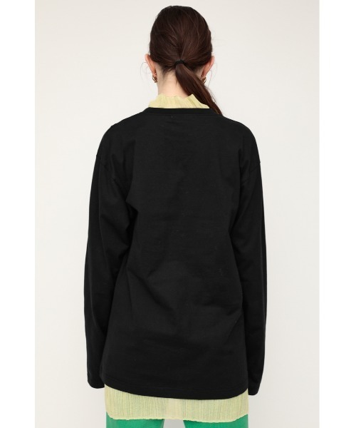 SLY（スライ）の「SMALL LOGO LONG S/L T/SH シアー ロゴ ロングスリーブ Tシャツ（Tシャツ/カットソー・レディース・ホワイト/ブラック・FREE）」の3枚目の写真