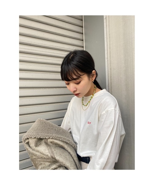 SLY（スライ）の「SMALL LOGO LONG S/L T/SH シアー ロゴ ロングスリーブ Tシャツ（Tシャツ/カットソー・レディース・ホワイト/ブラック・FREE）」の20枚目の写真