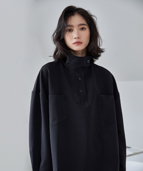 MANGROVE（マングローブ）の「スタンドカラーハーフボタンシャツ（シャツ/ブラウス・レディース・アイボリー/ブラック・FREE）」の13枚目の写真