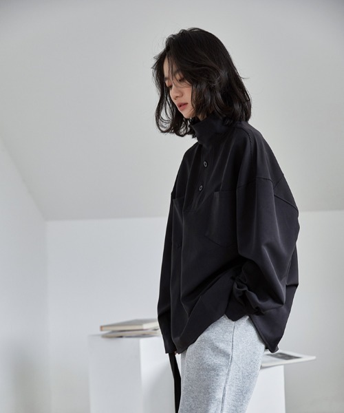 MANGROVE（マングローブ）の「スタンドカラーハーフボタンシャツ（シャツ/ブラウス・レディース・アイボリー/ブラック・FREE）」の11枚目の写真