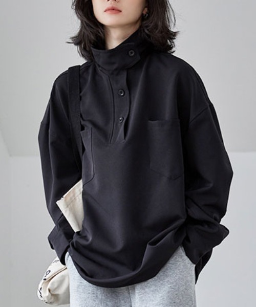 MANGROVE（マングローブ）の「スタンドカラーハーフボタンシャツ（シャツ/ブラウス・レディース・アイボリー/ブラック・FREE）」の19枚目の写真