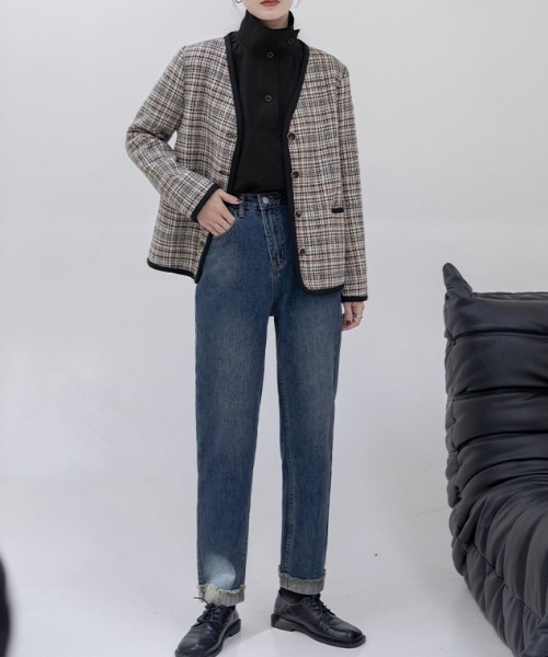 MANGROVE（マングローブ）の「スタンドカラーハーフボタンシャツ（シャツ/ブラウス・レディース・アイボリー/ブラック・FREE）」の18枚目の写真