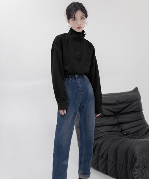 MANGROVE（マングローブ）の「スタンドカラーハーフボタンシャツ（シャツ/ブラウス・レディース・アイボリー/ブラック・FREE）」の20枚目の写真