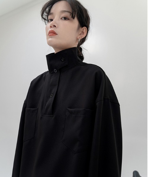 MANGROVE（マングローブ）の「スタンドカラーハーフボタンシャツ（シャツ/ブラウス・レディース・アイボリー/ブラック・FREE）」の17枚目の写真