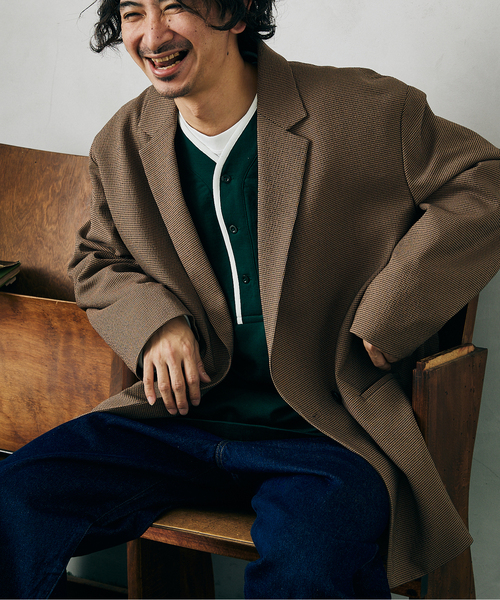 JOURNAL STANDARD relume(ジャーナルスタンダード レリューム)の「オーバーサイズ ガンクラブチェック ジャケット(テーラードジャケット・メンズ・ベージュ/ブラウン・MEDIUM/LARGE)」の6枚目の写真