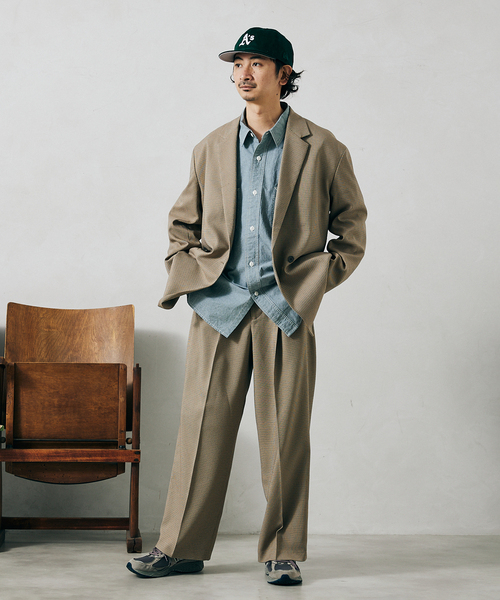 JOURNAL STANDARD relume(ジャーナルスタンダード レリューム)の「オーバーサイズ ガンクラブチェック ジャケット(テーラードジャケット・メンズ・ベージュ/ブラウン・MEDIUM/LARGE)」の9枚目の写真