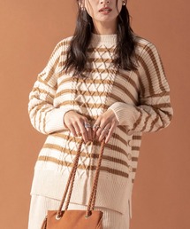 EUCLAID | ケーブル編マリンニット（ボーダー）(ニット/セーター)