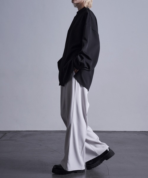 Loose/ルース(ルース)の「ドレープトロミ 比翼バンドカラーシャツ(シャツ/ブラウス・メンズ・ブラック/オフホワイト/グリーン系その他/グレイッシュブルー・S/M/L)」の19枚目の写真