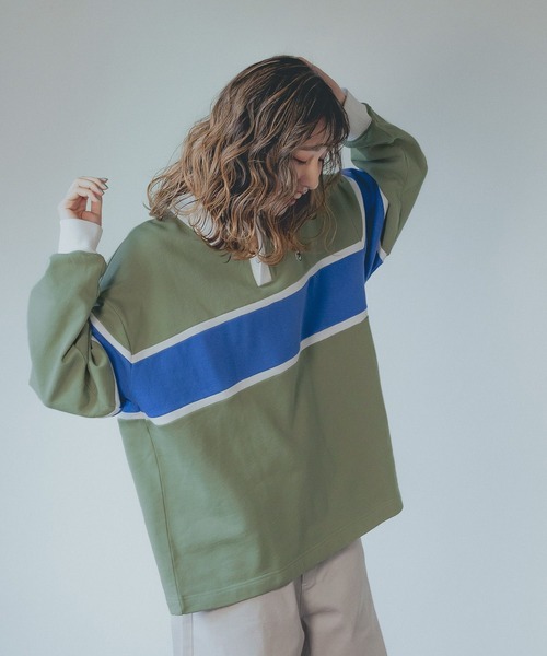 PBLIM（ページボーイリム）の「【PAGEBOYLIM】ラガースウェット（スウェット・レディース・グリーン/ピンク・LARGE/MEDIUM）」の2枚目の写真