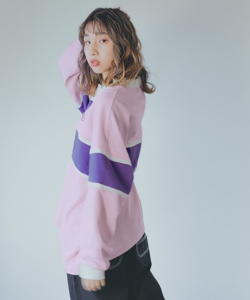 PBLIM（ページボーイリム）の「【PAGEBOYLIM】ラガースウェット（スウェット・レディース・グリーン/ピンク・LARGE/MEDIUM）」の4枚目の写真