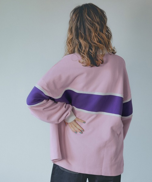 PBLIM（ページボーイリム）の「【PAGEBOYLIM】ラガースウェット（スウェット・レディース・グリーン/ピンク・LARGE/MEDIUM）」の5枚目の写真