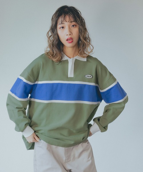 PBLIM（ページボーイリム）の「【PAGEBOYLIM】ラガースウェット（スウェット・レディース・グリーン/ピンク・LARGE/MEDIUM）」の9枚目の写真