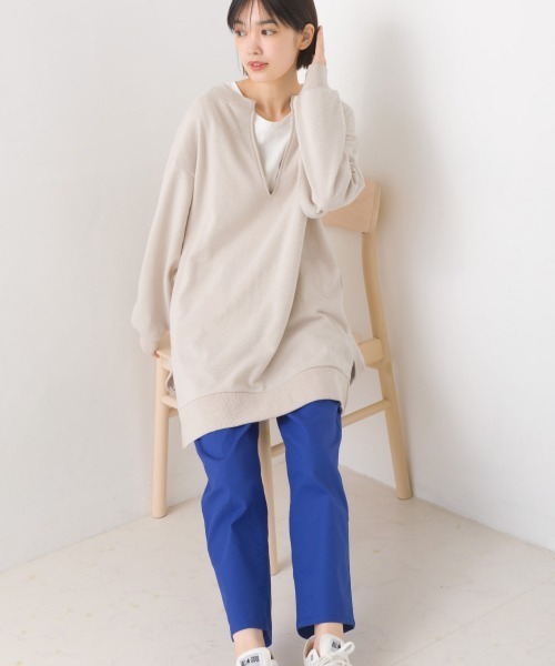 OMNES（オムネス）の「裏毛深Vネックオーバーサイズチュニックアンサンブル（アンサンブル・レディース・ブラック/ベージュ/ミント/グレイッシュベージュ・FREE）」の18枚目の写真