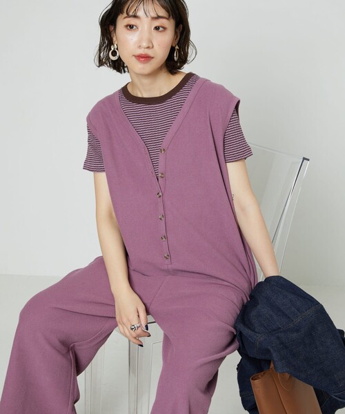 FREAK'S STORE（フリークスストア）の「▽【WEB限定】裏毛イージーオールインワン（つなぎ/オールインワン・レディース・ブラック/パープル/ネイビー/グリーン・SMALL/MEDIUM）」の11枚目の写真