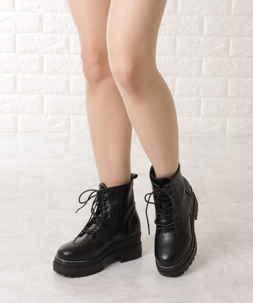 Lace Ladies（レースレディース）の「厚底 レースアップ ショートブーツ（ブーツ・レディース・ブラック・23.5/24.5/24/22.5/25/23）」の10枚目の写真