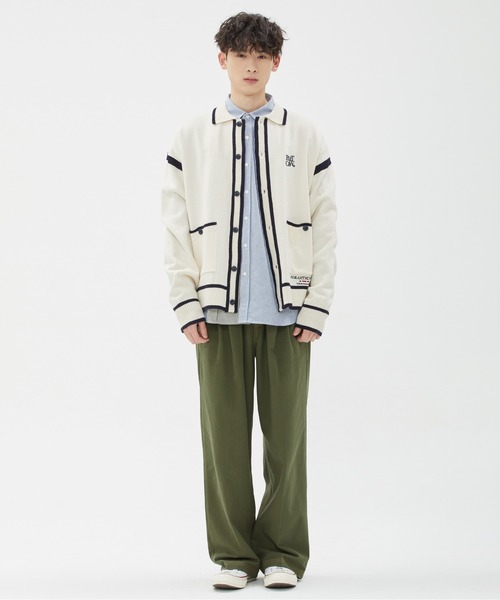 ROMANTIC CROWN(ロマンティッククラウン)の「【ROMANTIC CROWN】SPREAD COLLAR KNIT CARDIGAN / ロマンティッククラウン スプレッド カラー ニット カーディガン(カーディガン/ボレロ・メンズ・オートミール/ネイビー・LARGE/MEDIUM/SMALL)」の7枚目の写真