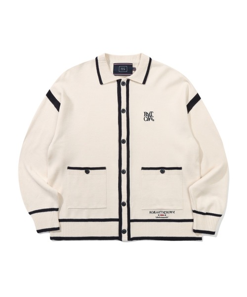 ROMANTIC CROWN(ロマンティッククラウン)の「【ROMANTIC CROWN】SPREAD COLLAR KNIT CARDIGAN / ロマンティッククラウン スプレッド カラー ニット カーディガン(カーディガン/ボレロ・メンズ・オートミール/ネイビー・LARGE/MEDIUM/SMALL)」の8枚目の写真