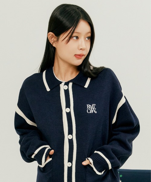 ROMANTIC CROWN(ロマンティッククラウン)の「【ROMANTIC CROWN】SPREAD COLLAR KNIT CARDIGAN / ロマンティッククラウン スプレッド カラー ニット カーディガン(カーディガン/ボレロ・メンズ・オートミール/ネイビー・LARGE/MEDIUM/SMALL)」の4枚目の写真