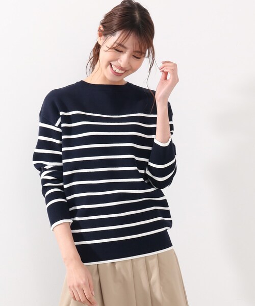 DRESKIP（ドレスキップ）の「◆ガンガン洗える！USAコットン畦編みニット（ニット/セーター・レディース・ベージュ系その他2/オフホワイト/グリーン/ネイビー系2/ピンク系/ブラック系2・04/02/03）」の5枚目の写真