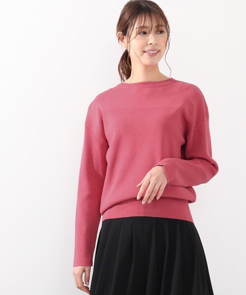 DRESKIP（ドレスキップ）の「◆ガンガン洗える！USAコットン畦編みニット（ニット/セーター・レディース・ベージュ系その他2/オフホワイト/グリーン/ネイビー系2/ピンク系/ブラック系2・04/02/03）」の6枚目の写真